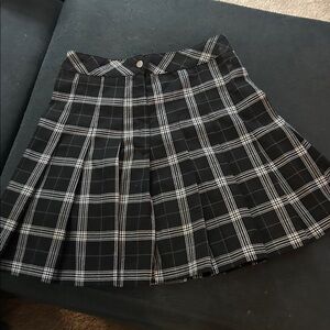 Divided Black and White Plaid Skater Skirt